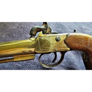 England - Bronze Trombonne Canon Pistol By "j. Wilson" - 1830/1840 - 19th Century