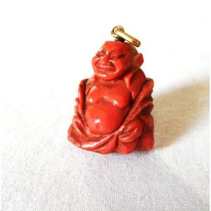 Happy Putai Buddha Coral Pendant