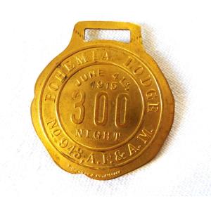 Gold Metal Medal - 1915 - Bohemia Lodge N° 943 -300 Night