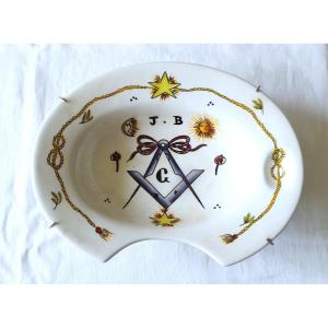 Shaving Dish With Masonic Decoration - Meissen Earthenware Ritzenhoff & Becker Manufacturer 