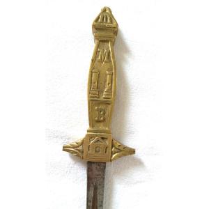 Bronze Sword Decorated With Attributes Of Masonic Symbolic - Blade With Hallmarks - 19th Century