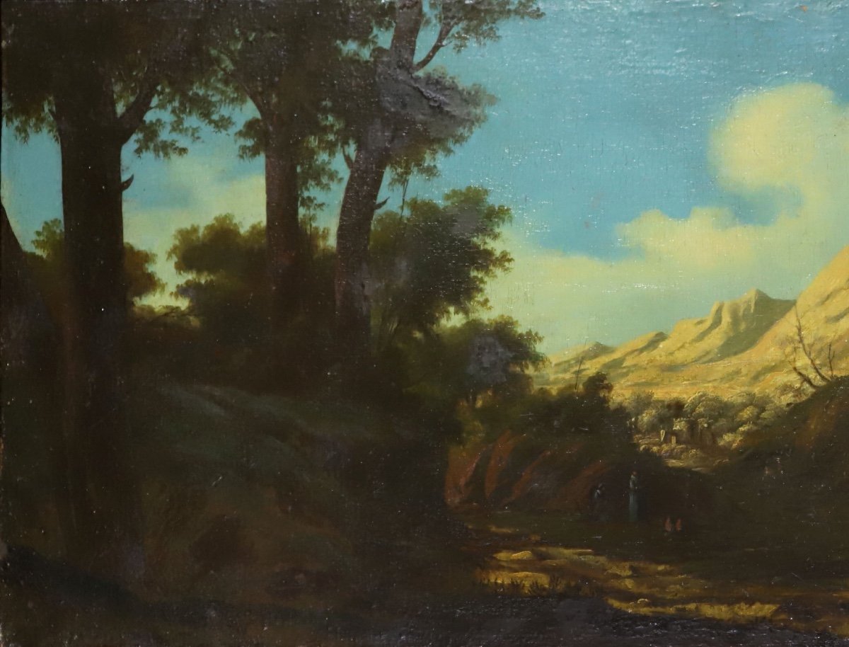 Paolo Anesi (attributed To) Mountain Landscape Oil Canvas Baroque Italy 18th Century-photo-3
