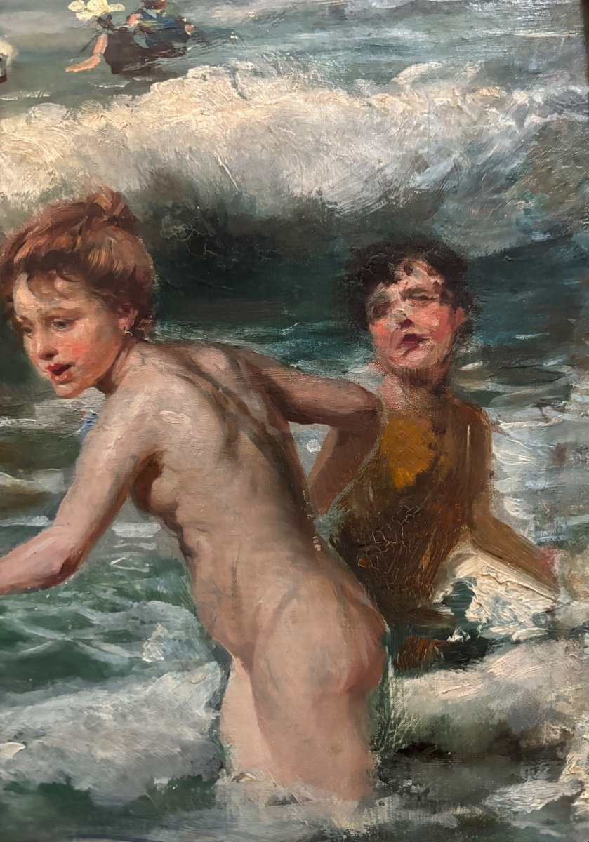 école Vers 1900 Les Enfants Aux Bains De Mer Huile Sur Toile Sorolla William Mac Taggart-photo-3