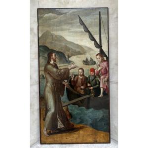 Old Oil Painting On Panel 16th Century Dutch Saint Simon - Vocation John And Jacques