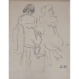 Louis Valtat Seated Women Drawing Pencil Drawing Signed With The Monogram Stamp