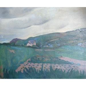 Willems VAN HASSELT paysage fauve 1920 huile sur toile néerlandais 