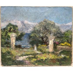 Fernand Maillard Oil On Canvas Crozant School Landscape Mountain Lake Switzerland? 