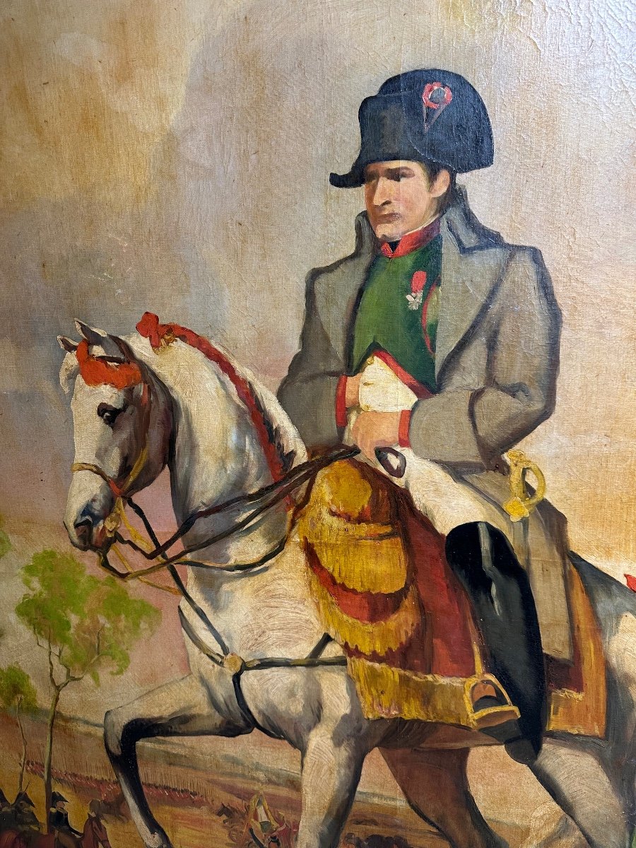 Very Large Oil On Canvas Napoleon By Georges Dastor-photo-3