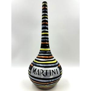 Roger Capron Bouteille céramique émaillée noire Martini