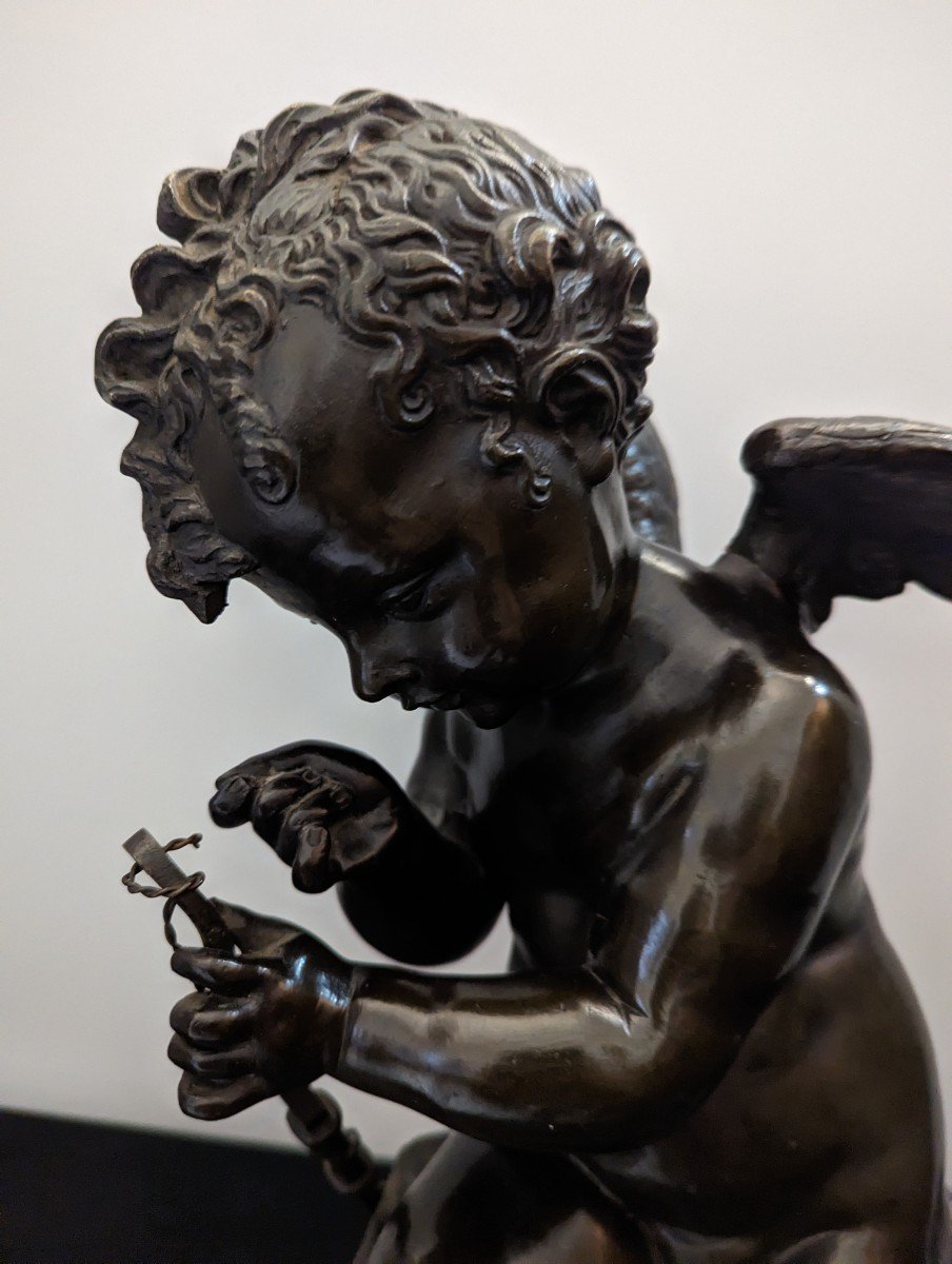 Cupid Bronze Sculpture And His Arch From The Nineteenth Century-photo-2