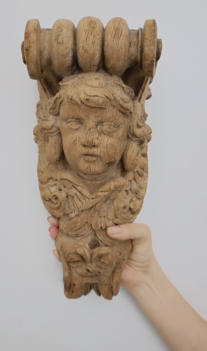 Angel Head Sculpture, Louis XIV Period-photo-2