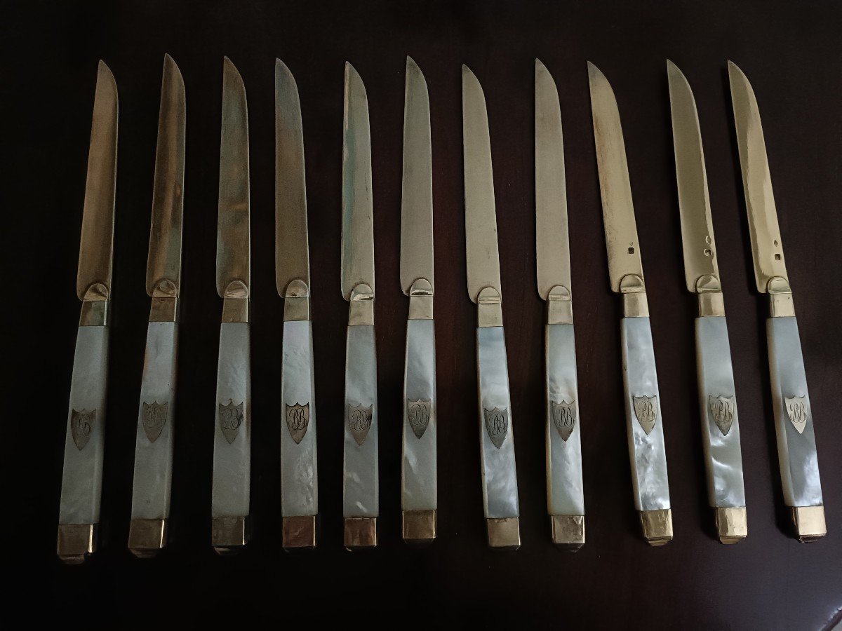 Vermeil And Mother Of Pearl Dessert Knives (11)