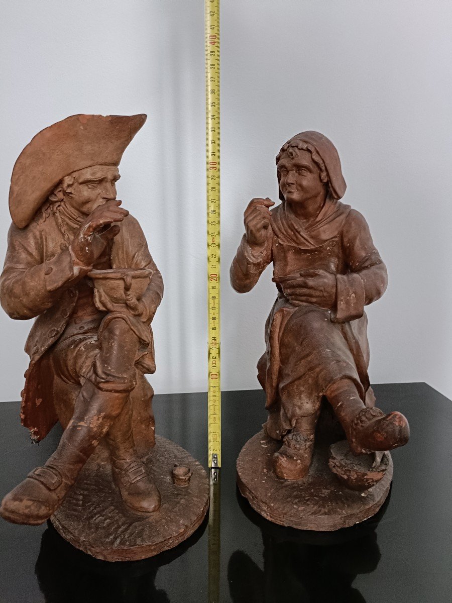 Proantic Terracotta Sculptures In Pair Very Early Nineteenth Time   969535 62c016a36eaa6 