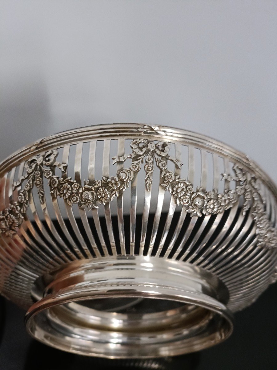 Pair Of Silver And Crystal Gustave Keller Louis XVI Style Baskets-photo-2