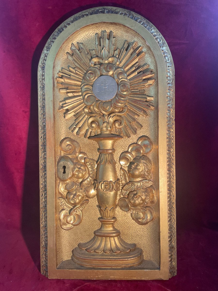 Tabernacle Porte Ostensoir Bois Dore