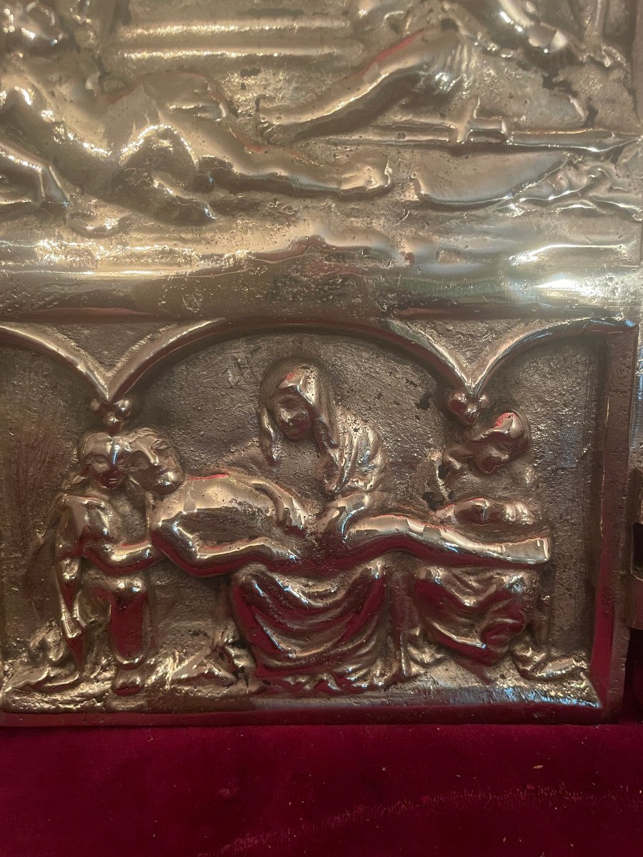 Gilt Bronze Triptych Resurrection Of Christ Triumphant-photo-3