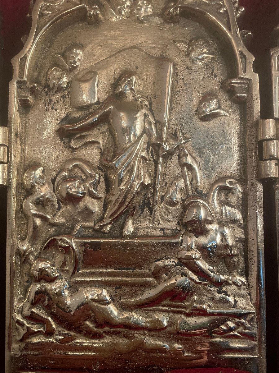 Gilt Bronze Triptych Resurrection Of Christ Triumphant-photo-4