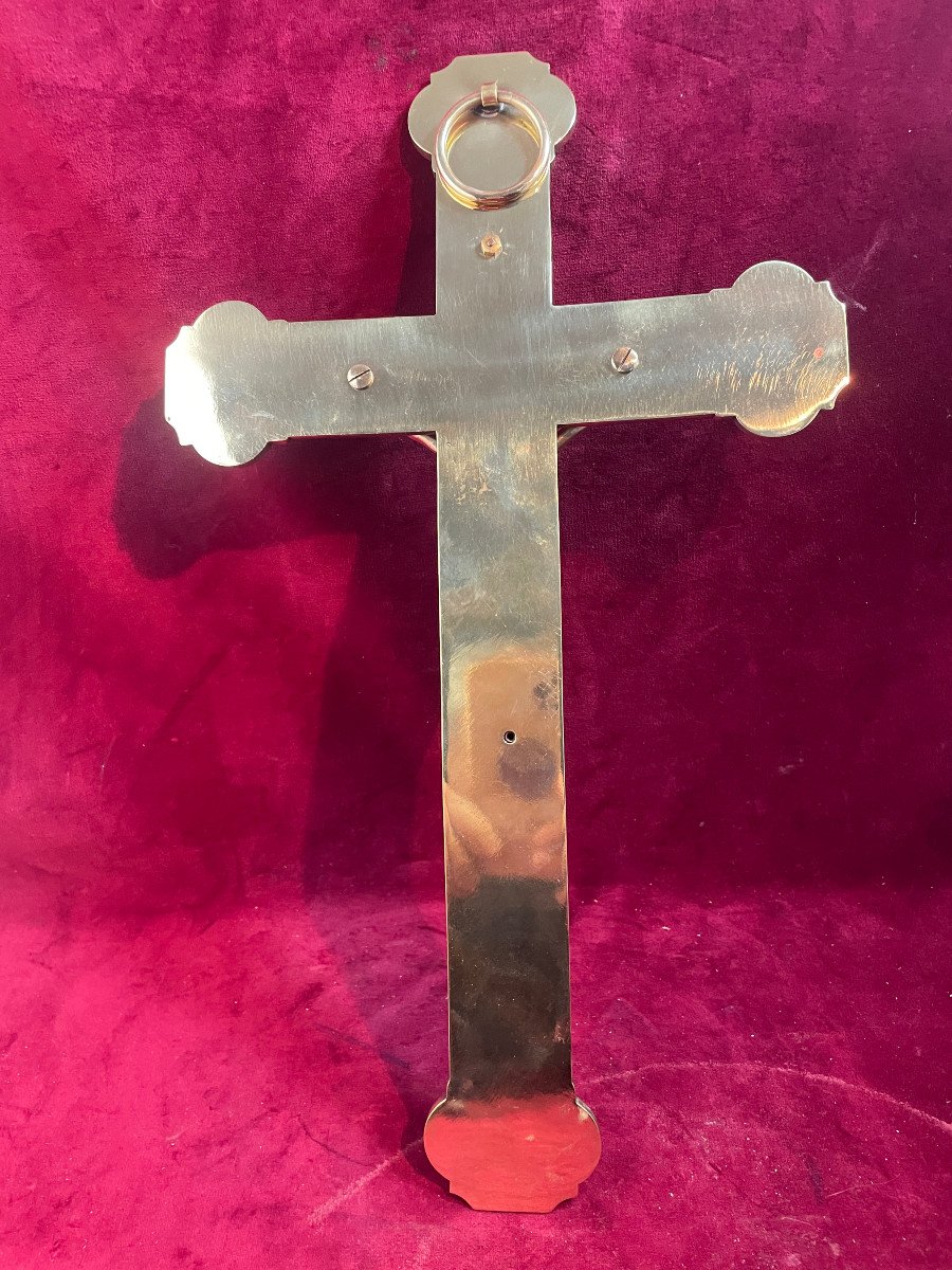 Crucifix Bronze Dore Et Cuivre Tetramorphe Aux Ecoincons aquarelles-photo-3