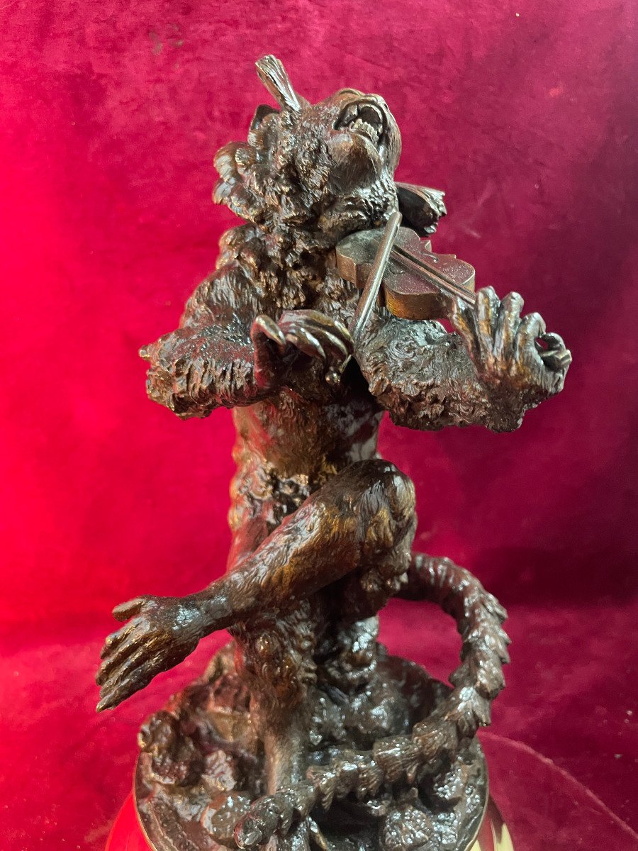 Monkey Playing The Bronze Violin By Pautrot-photo-4