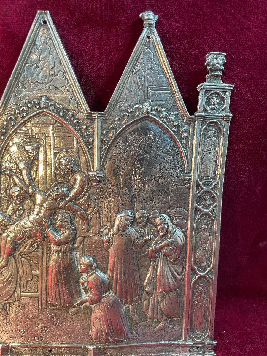 Neo Gothic Descent From The Cross Silver Plaque-photo-3