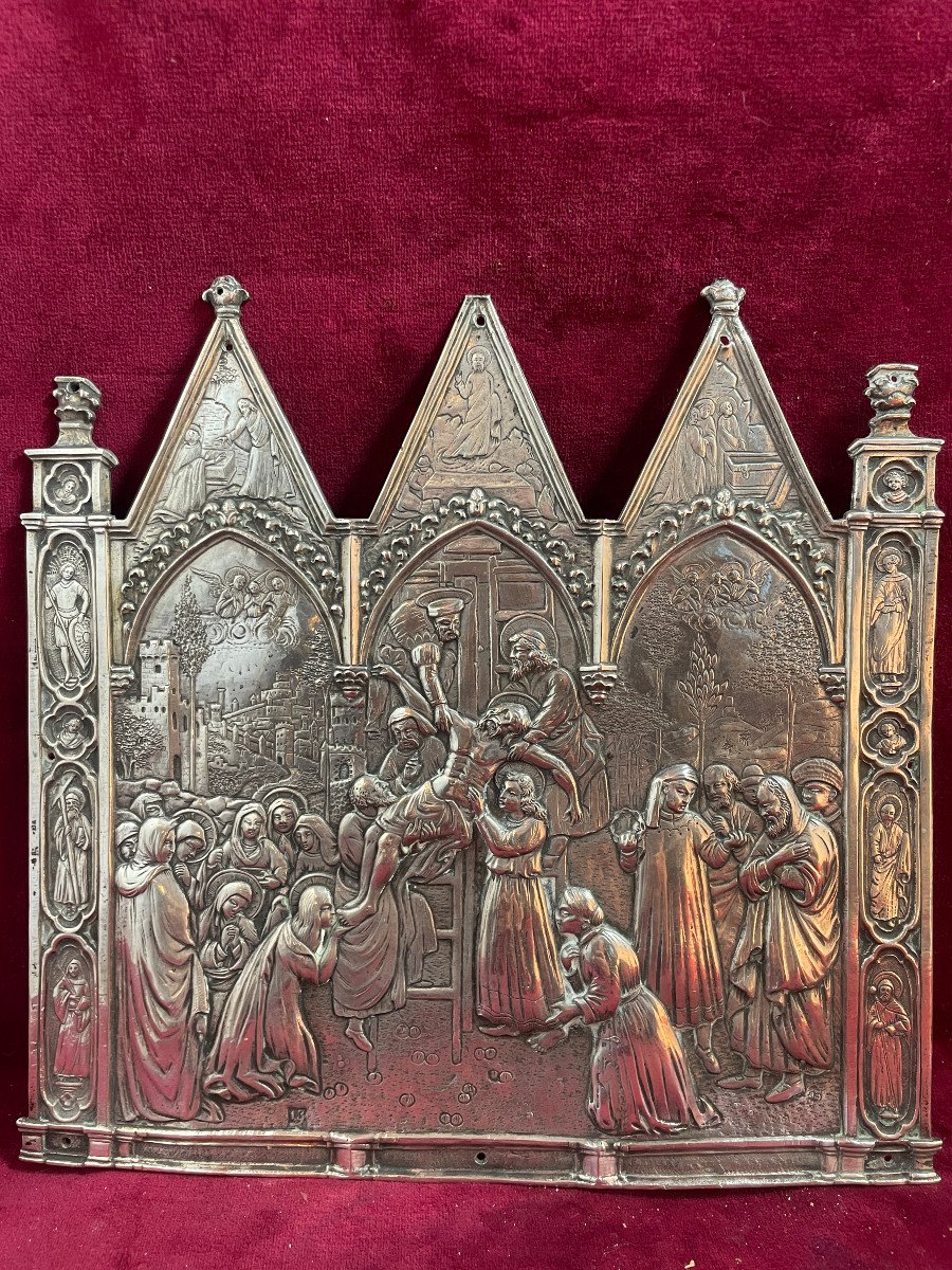 Neo Gothic Descent From The Cross Silver Plaque-photo-1