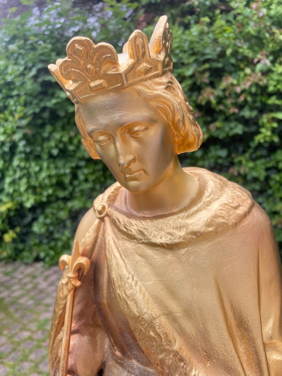 Saint Louis Gold Plated Cast Iron Statue-photo-2