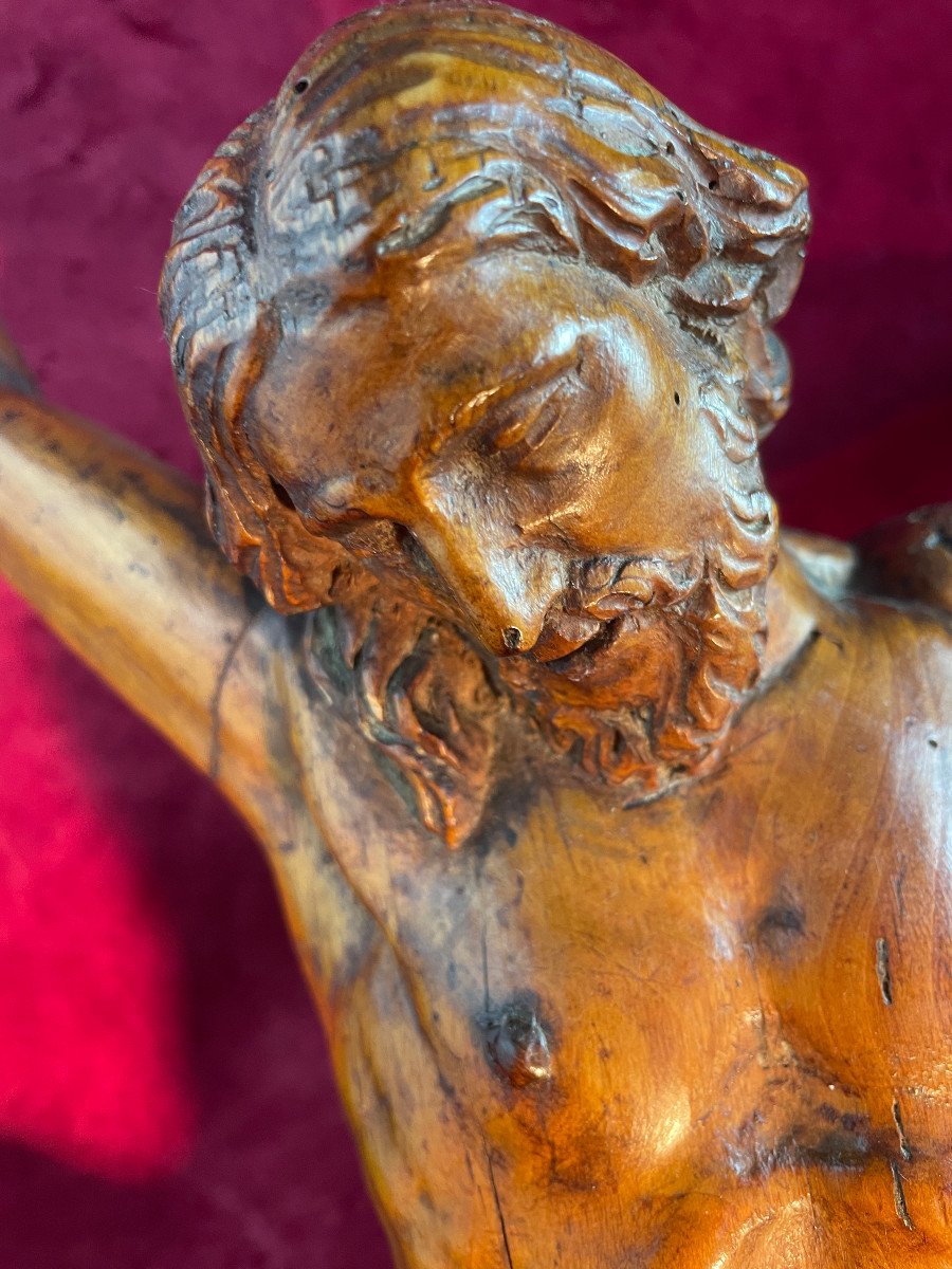 Christ In Wooden Patina 18th Century Baroque-photo-2