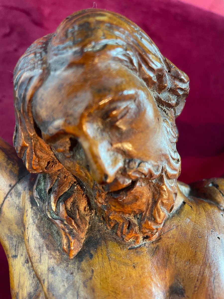 Christ In Wooden Patina 18th Century Baroque-photo-2