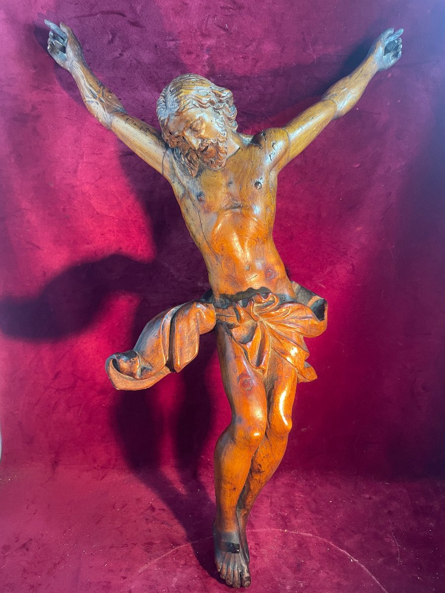 Christ In Wooden Patina 18th Century Baroque