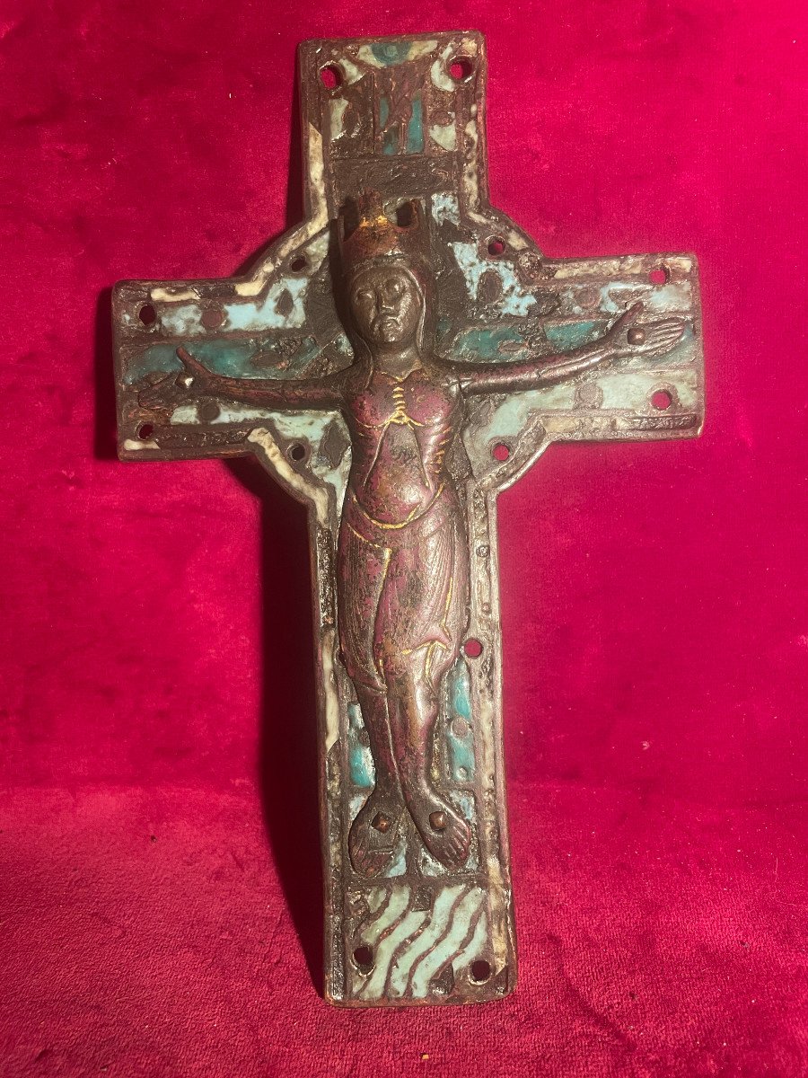 Crucifix  Limoges XIII Eme Siecle  Emaille 