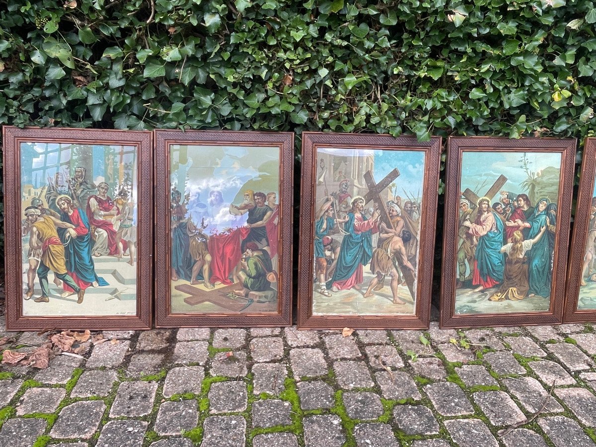 Complete Stations Of The Cross On Framed Canvas-photo-2