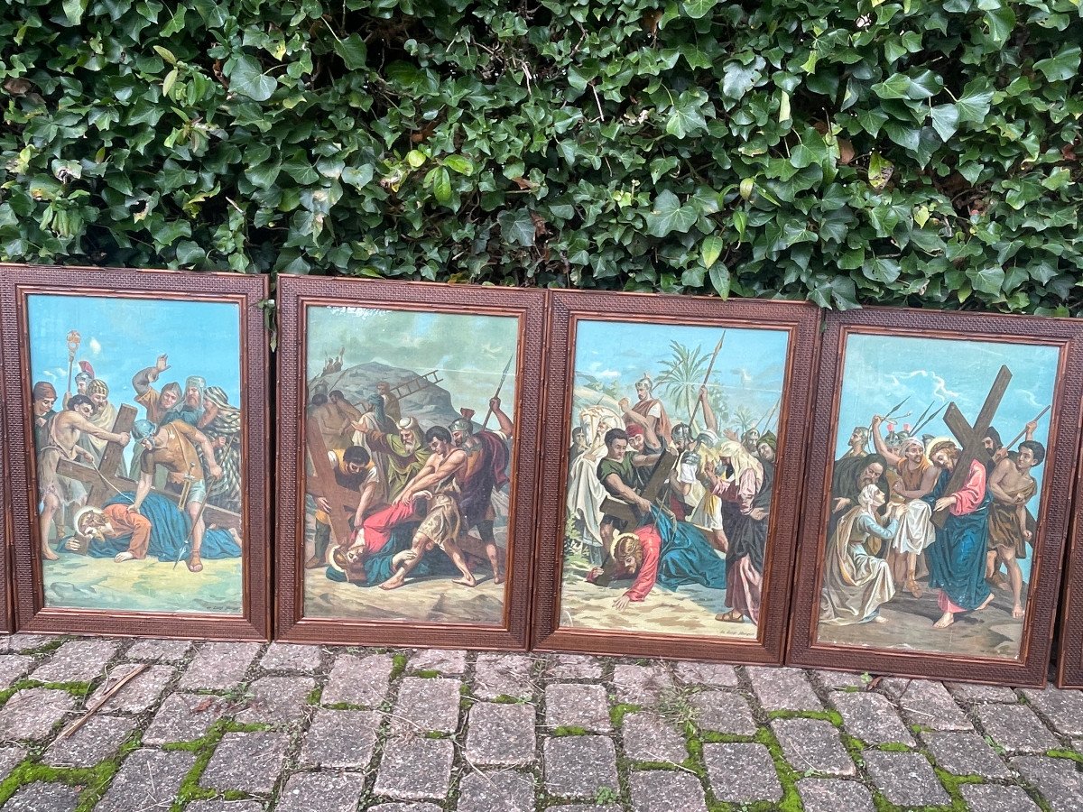 Complete Stations Of The Cross On Framed Canvas-photo-3