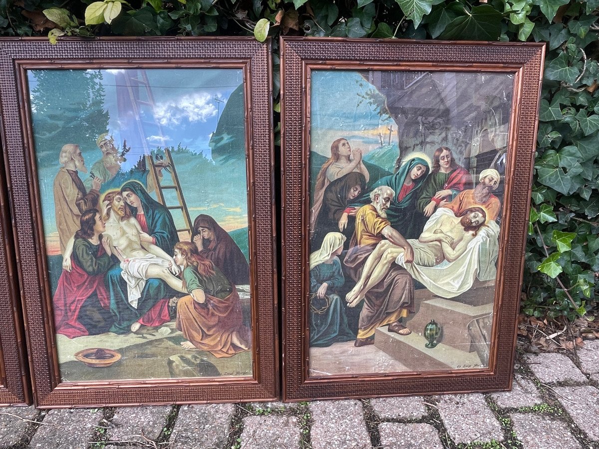 Complete Stations Of The Cross On Framed Canvas-photo-1