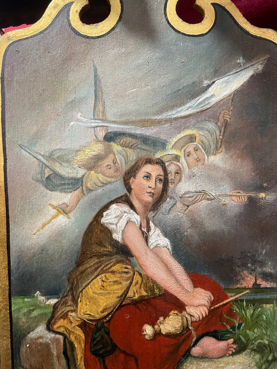 Quadriptych Joan Of Arc Painting On Wood-photo-4