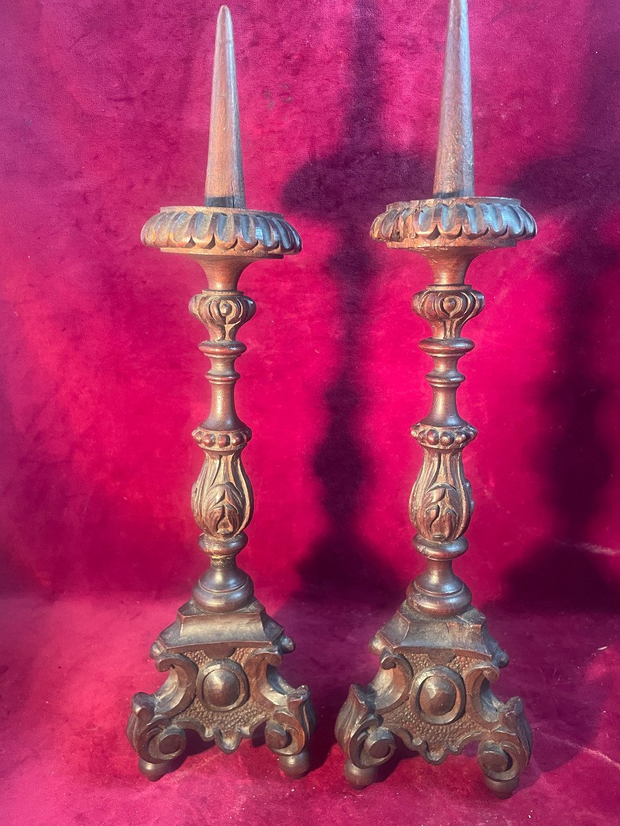 18th Century Wooden Candlestick-photo-2