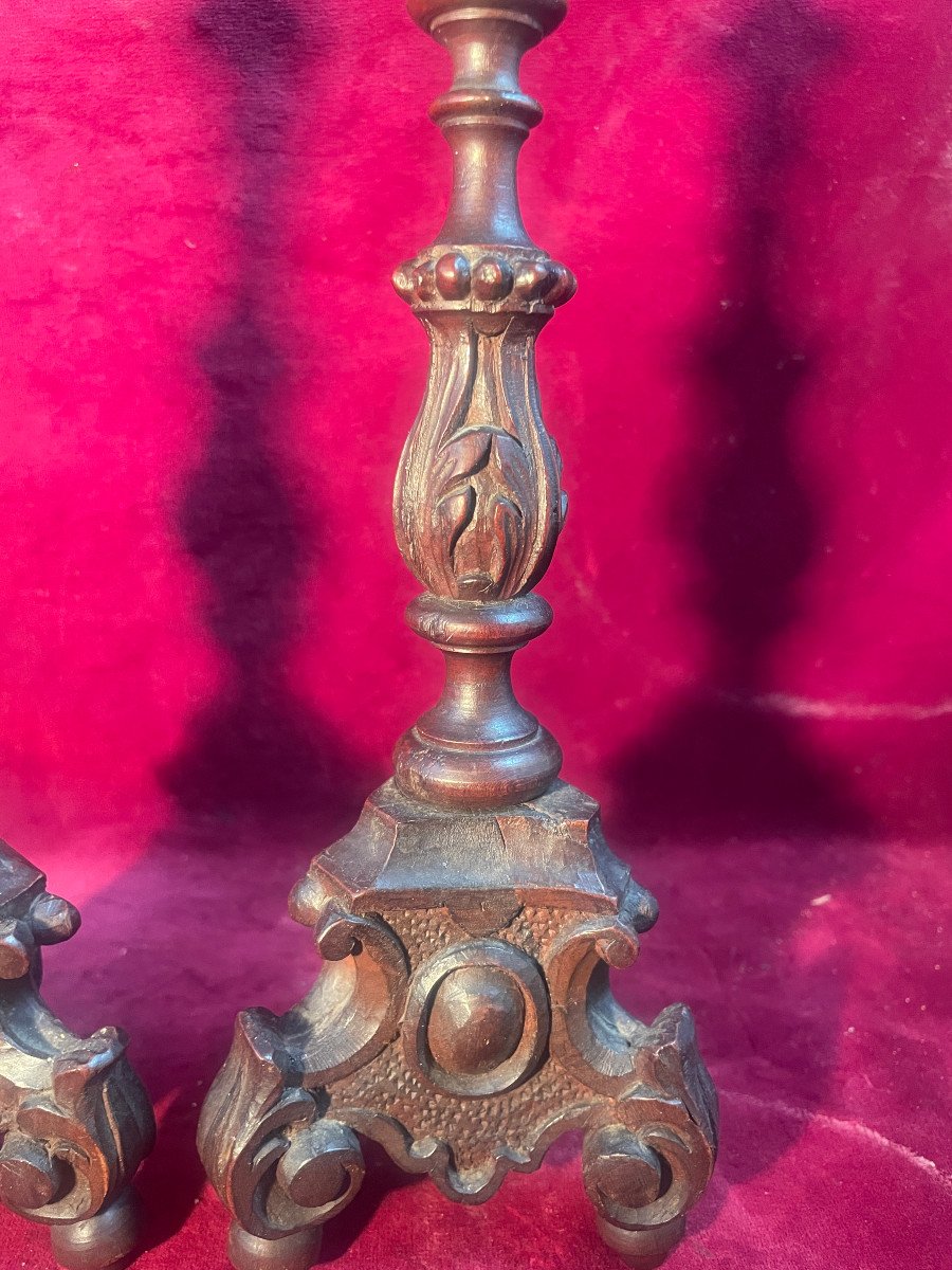 18th Century Wooden Candlestick-photo-3