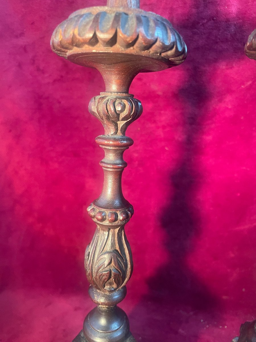 18th Century Wooden Candlestick-photo-2