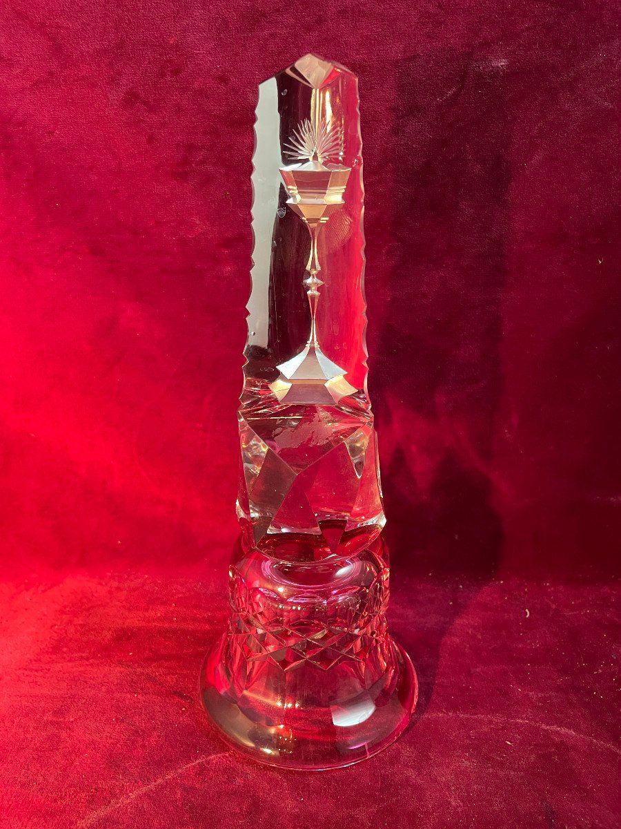 Holographic Cut Crystal Prism Val St Lambert Crystal Chalice Cut