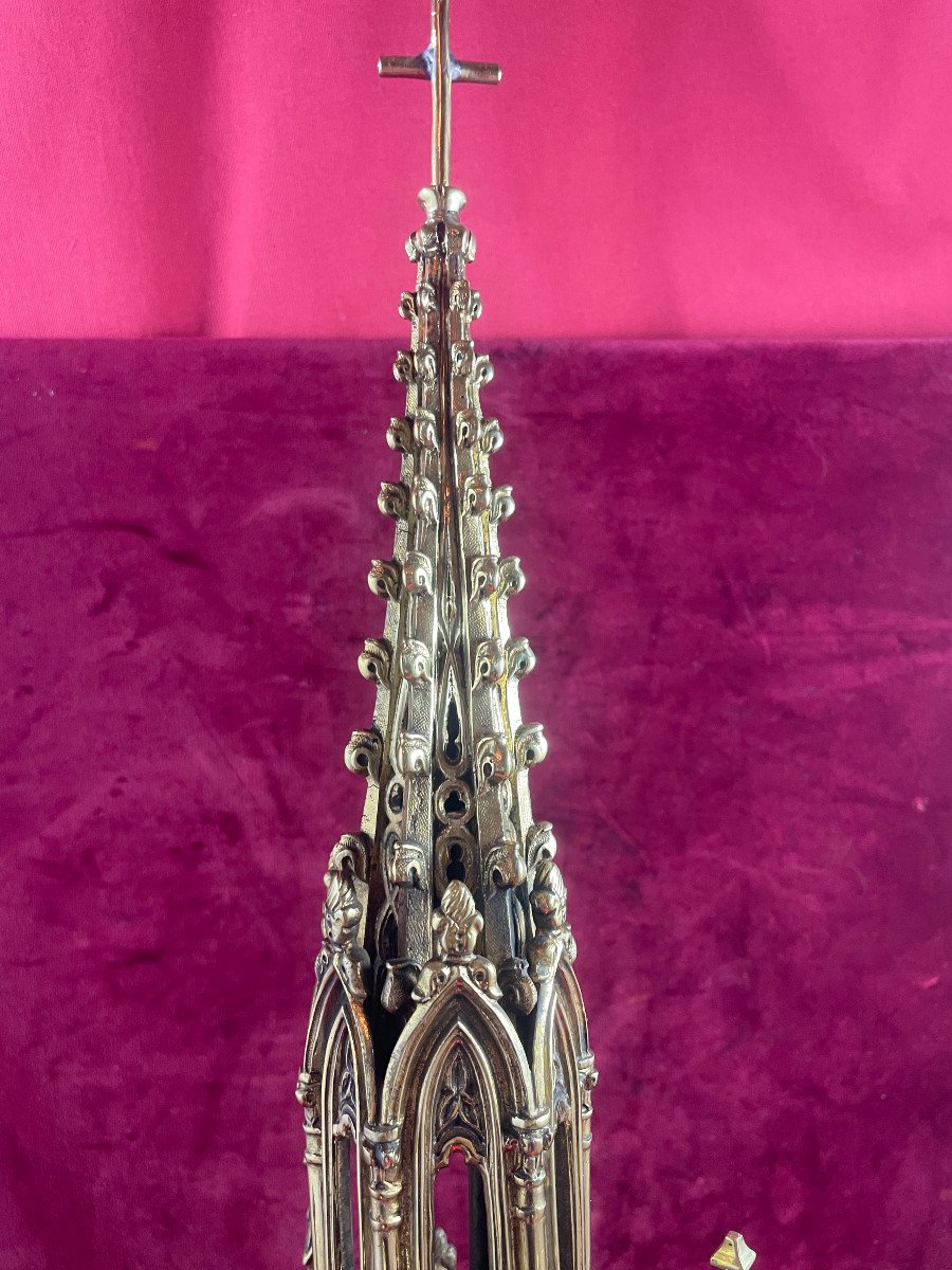 Reliquaire Bronze Dore Chapelle Gothique-photo-2