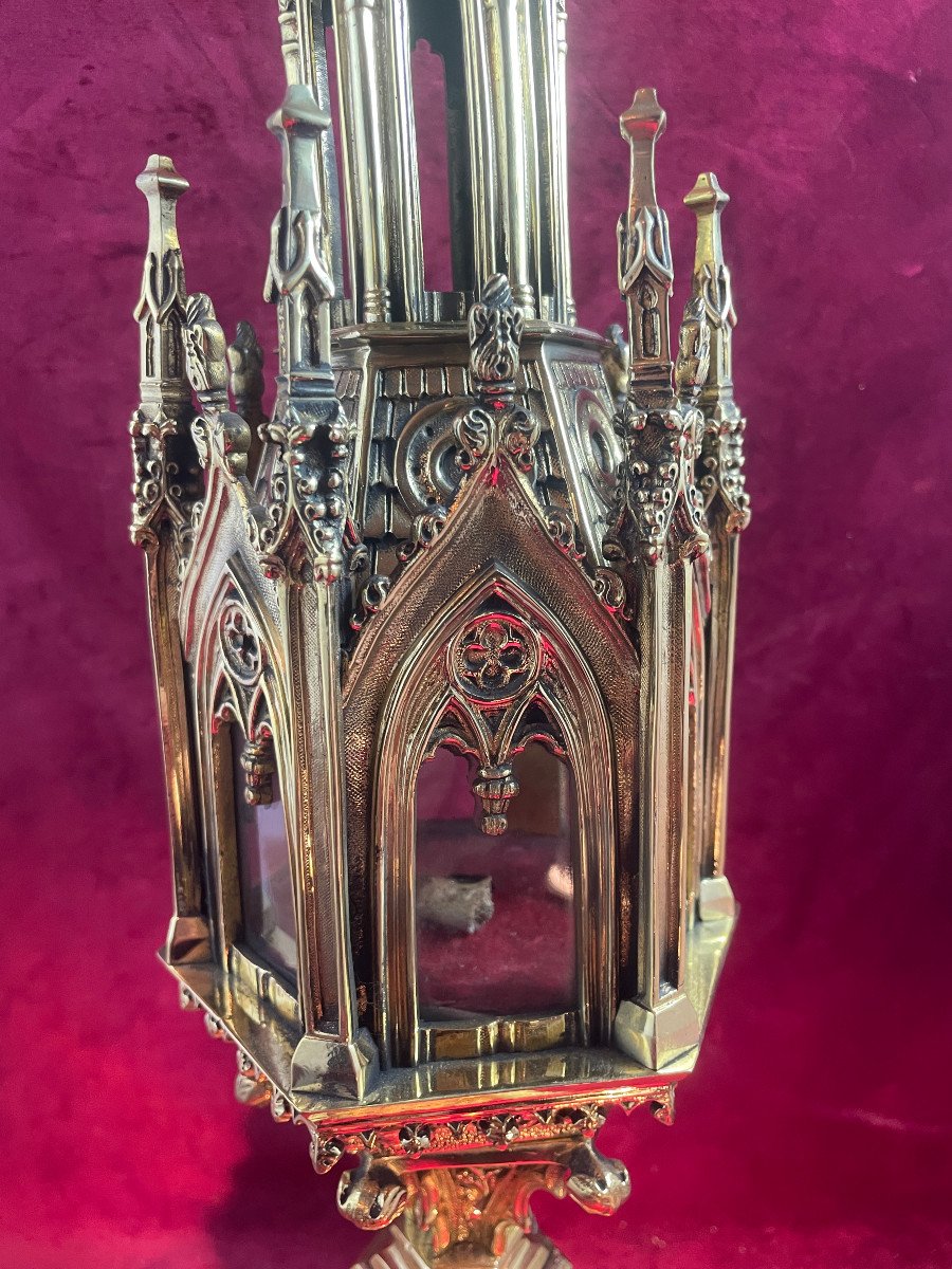 Reliquaire Bronze Dore Chapelle Gothique-photo-3