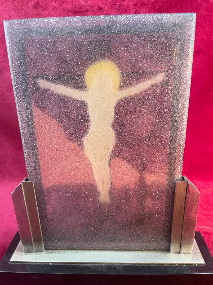 Crucifix Sur Le Golgotha Pate De Verre Argy Rousseau-photo-4