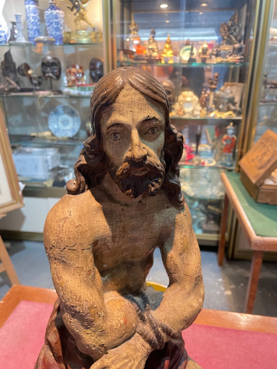 Christ In Chains Polychrome Statue 17th Century-photo-2