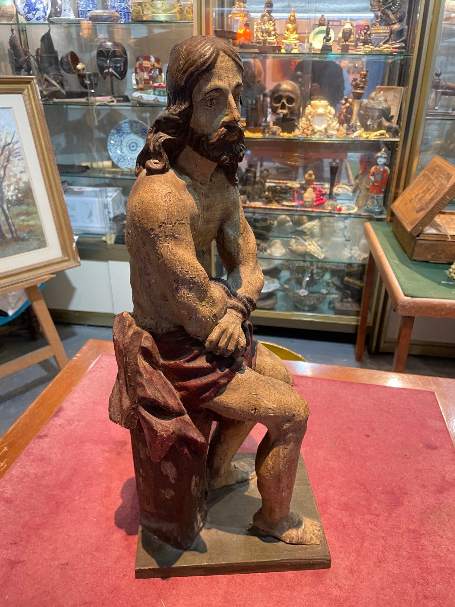 Christ In Chains Polychrome Statue 17th Century-photo-3