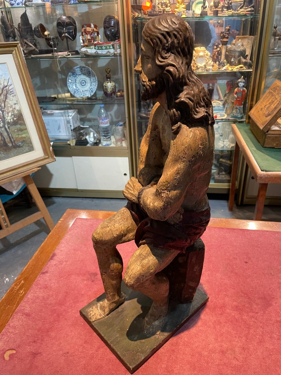 Christ In Chains Polychrome Statue 17th Century-photo-4