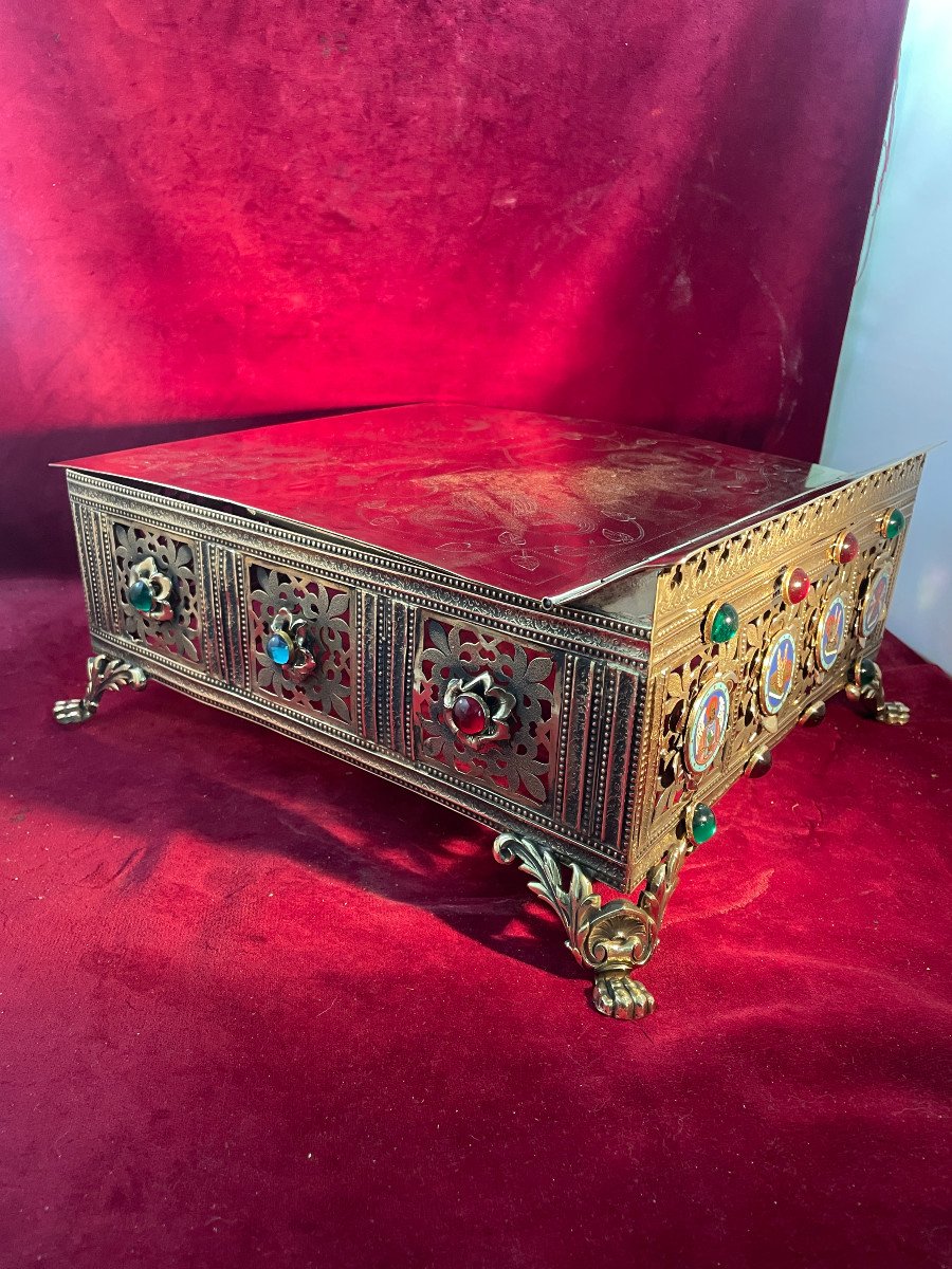 Gilded Bronze Altar Lectern With Enamels And Pearls-photo-1