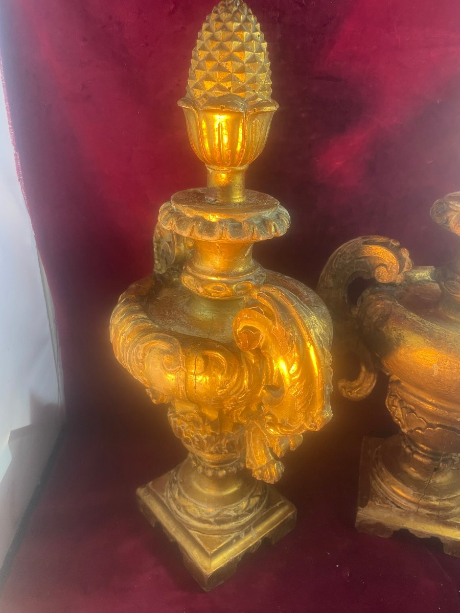 Gilded Wooden Altar Vases -photo-2