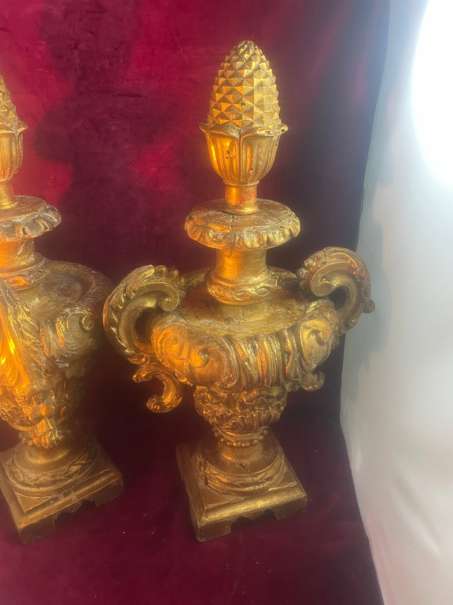 Gilded Wooden Altar Vases -photo-3