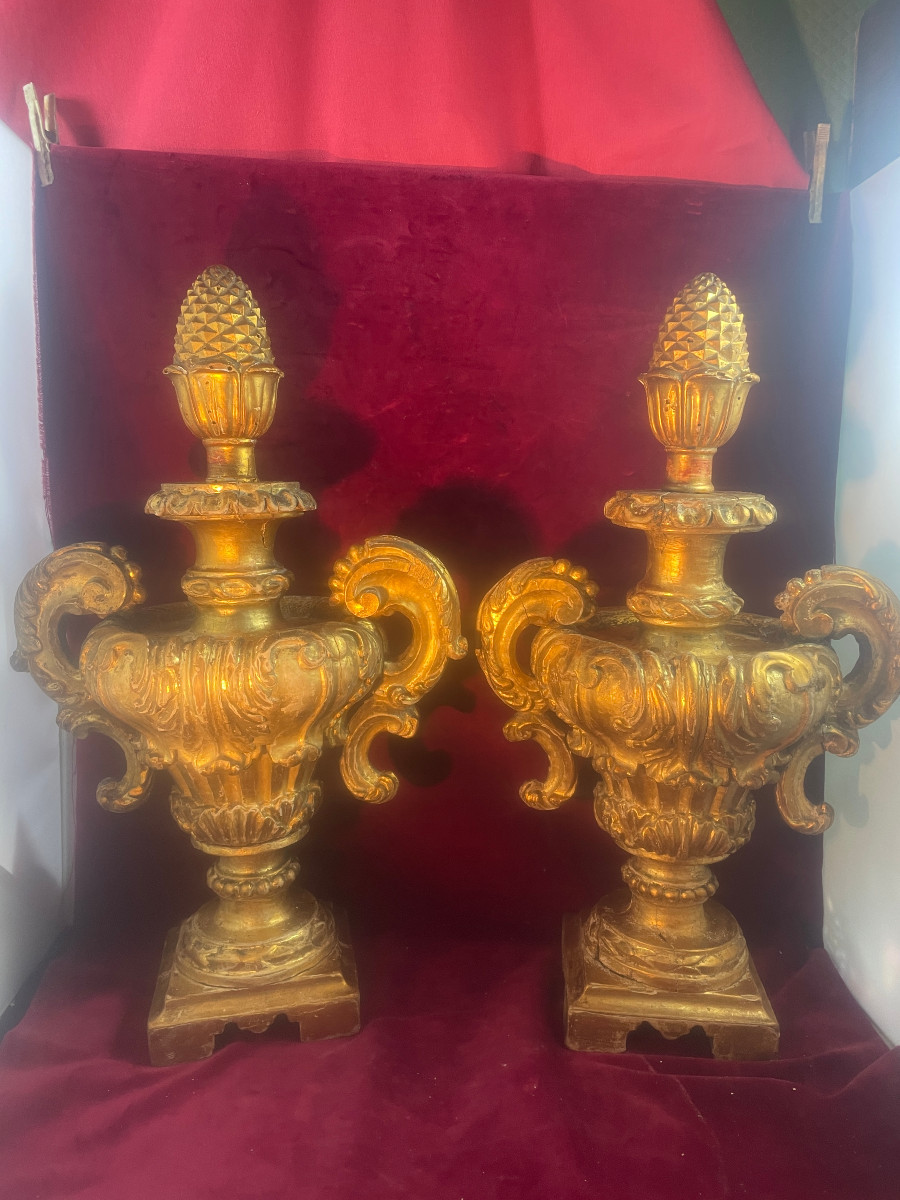 Gilded Wooden Altar Vases 