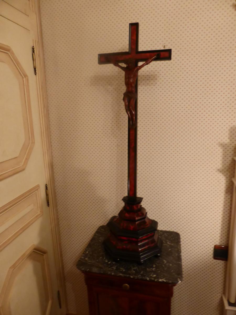 Grand Crucifix D Autel Buis Et Ecaille Fin 17 Eme