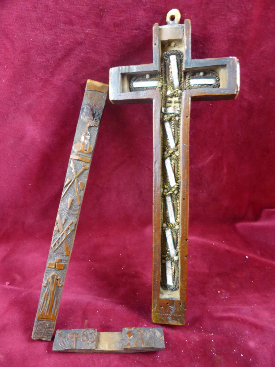 Croix Reliquaire Bois Ivoire-photo-3